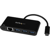 StarTech.com USB-C to Ethernet Adapter with 3-Port USB 3.0 Hub and Power Delivery - USB-C GbE Network Adapter + USB Hub w- 3 USB-A Ports